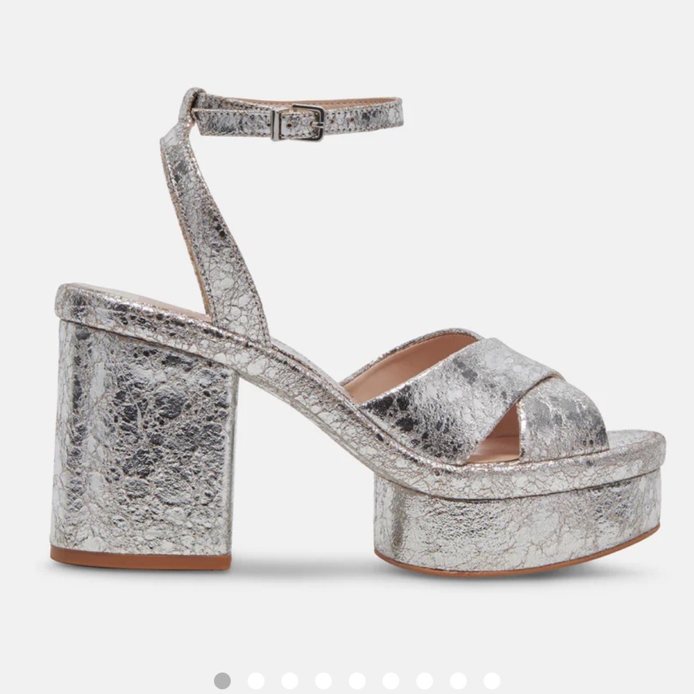 Dolce vita silver distressed leather heels laisha heels